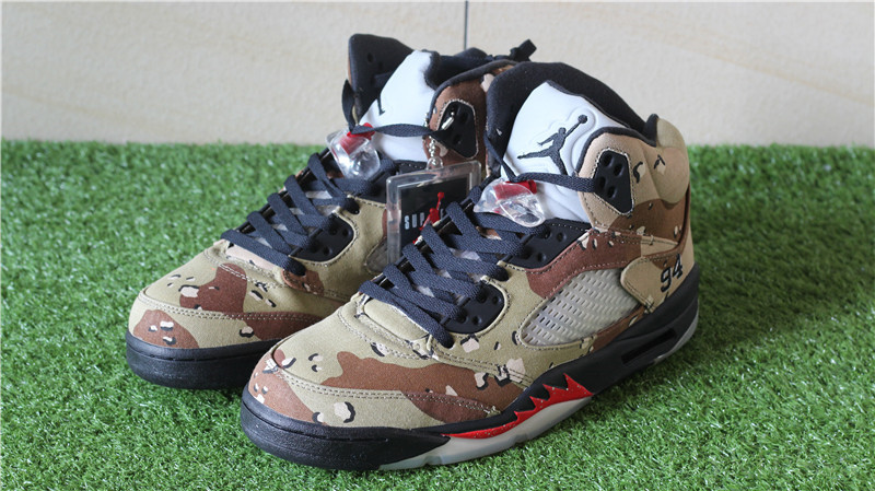 Authentic Supreme x Air Jordan 5 Camo Desert Storm